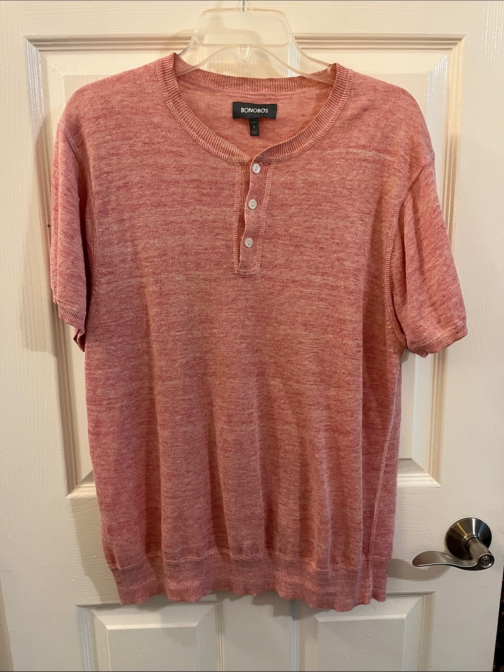 Bonobos Men's Short Sleeve Henley - Dusty Red Heather
